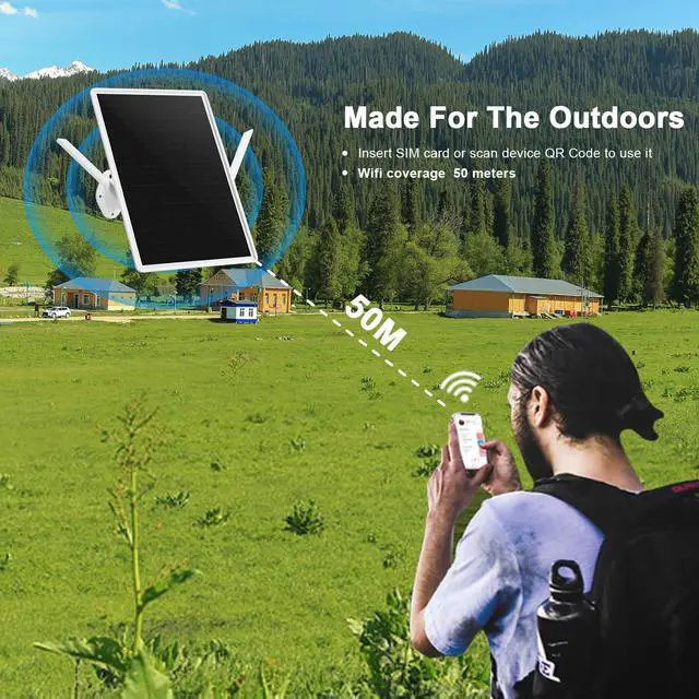 Alt view image 4 of 4 - Solar Powered Outdoor 4G LTE Modem Router with SIM Card Slot, Solar WiFi Extender, 50M WiFi Range, 15W and 20000mAh Battery Built-in, Design for Camping, RVs and Outdoor Area