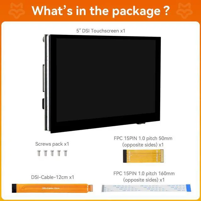 Alt view image 2 of 5 - KLAYERS LUCKFOX DSI Display for Pi 5/4B/CM4/CM3 Support 3D Printing, Capacitive Touch 800x480, Toughened Glass LCD Panel for Raspberry Pi 5