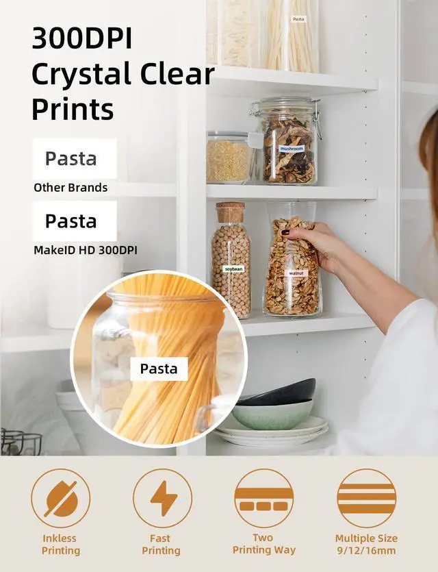 Alt view image 2 of 5 - Makeid L1 HD Label Maker Machine with Tape - Portable & Rechargeable Label Makers Compatible with 9/12/16mm Waterproof Tape - Mini Bluetooth Labeler for Organizing Office Home School - 300DPI