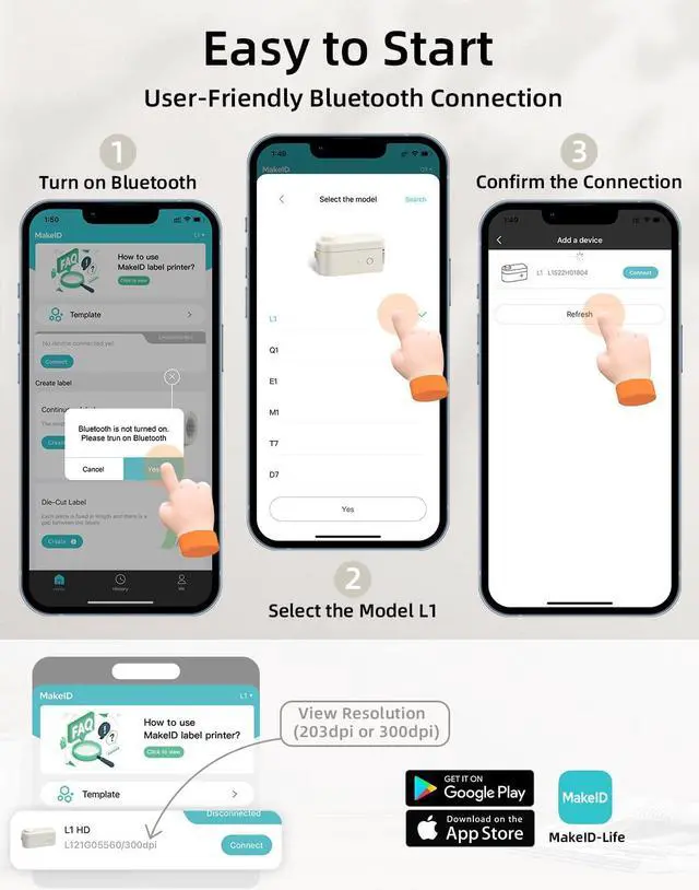 Alt view image 5 of 5 - Makeid L1 HD Label Maker Machine with Tape - Portable & Rechargeable Label Makers Compatible with 9/12/16mm Waterproof Tape - Mini Bluetooth Labeler for Organizing Office Home School - 300DPI