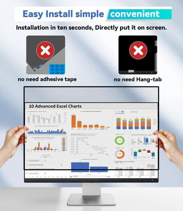 Alt view image 5 of 5 - Mao Yeye 24 Inch Privacy Shield for 16:9 Widescreen Monitor | Anti Glare/Scratch Blue Light Protector Film