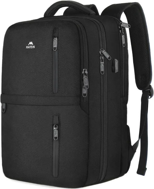 Main image of MATEIN Carry on Backpack, Extra Large 40L Flight Approved Travel Laptop Backpack with USB Port, 17 Inch Water Resistant Luggage Computer Daypack College Overnight Weekender Bag for Men & Women, Black