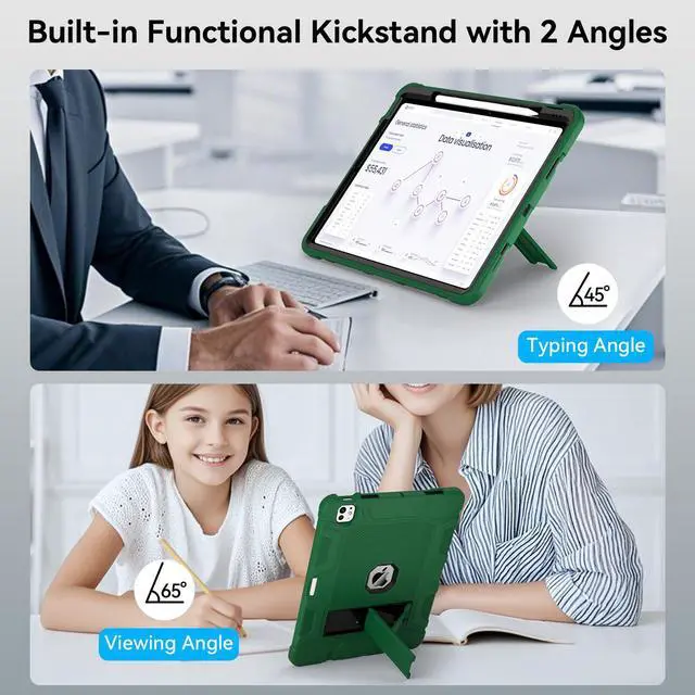 Alt view image 5 of 5 - MARIWIVI iPad Pro 13 Case 2024 with Pencil Holder, Built-in Stand, Shockproof Protective Cover for iPad Pro 13 inch 2024 (Alpine Green)