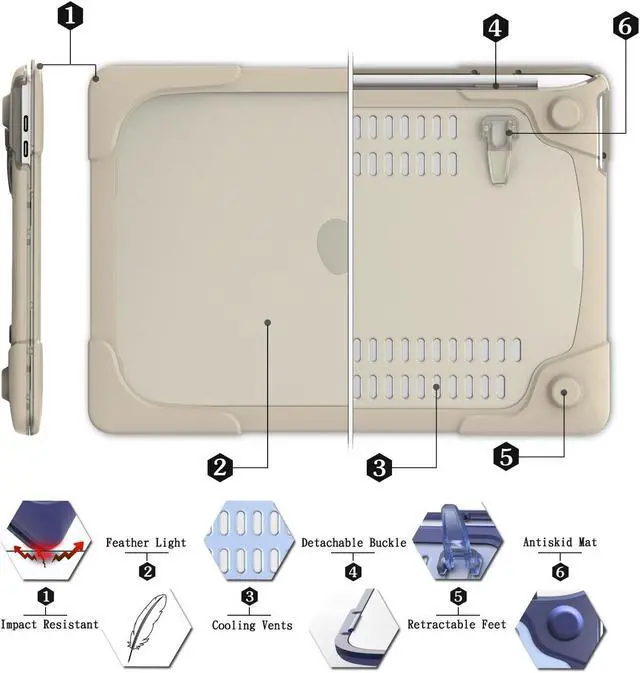 Alt view image 3 of 5 - For Macbook Pro 15 Retina Case,StrongCase [Heavy Duty][Dual Layer] Hard Case Cover with Plastic Bumper for Apple Macbook Pro 15.4" with Retina Display (Compatible with A1398 2012-2015 Release) - Khaki