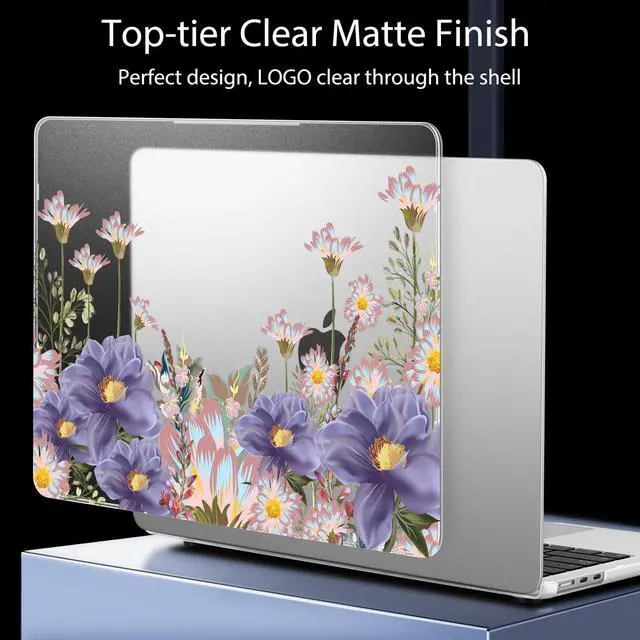 Alt view image 4 of 5 - Mektron Ultra Thin Armor Case Compatible with MacBook Air 13.6 inch Printed Cover 2025-2022 M4 M3 M2 A3240 A3113 A2681, Protective Hard Shell with Fold Kickstand, Floral C146