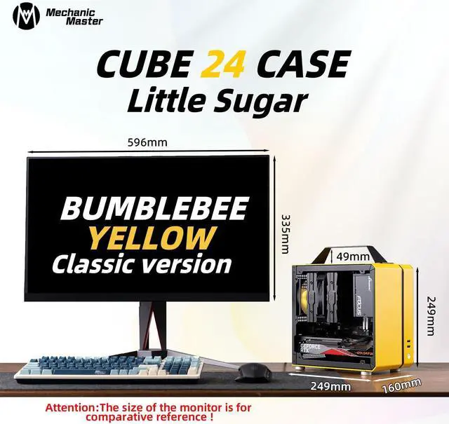 Alt view image 2 of 5 - Mechanic Master Cool Cube Series C24 Mini-ITX Case/Alumium/Steel/GPU Length Within 245mm, SFX/L PSU Computer Case (Vitality Yellow Classic Version)