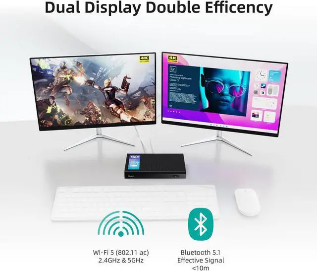 Alt view image 4 of 5 - MeLE Quieter3Q Fanless Mini PC 8GB DDR4 256GB ROM Tiny Desktop PC Celeron N5105(up to 2.9GHz) Micro Computer Dual HDMI 4K@60, VESA Mount, Gigabit Ethernet 2.4G&5G WiFi for Home/Office