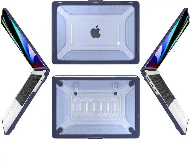 Alt view image 3 of 5 - MEEgoodo for MacBook Air 13.6 inch Case 2025 2024 2022 (A3240/A3113/A2681) with M4/M3 M2, Laptop Hard Shell for MacBook Air 13", Cover with Heavy Duty Rugged Shockproof Kickstand, Navy Blue