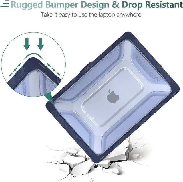 Alt view image 5 of 5 - MEEgoodo for MacBook Air 13.6 inch Case 2025 2024 2022 (A3240/A3113/A2681) with M4/M3 M2, Laptop Hard Shell for MacBook Air 13", Cover with Heavy Duty Rugged Shockproof Kickstand, Navy Blue