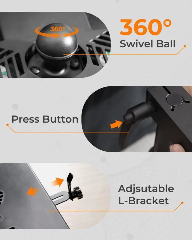 Alt view image 5 of 5 - MELIPRON Vehicle Laptop Mount for Truck Car Van Universal Laptop Stand Holder with 3 Types Mounting Brackets for Front Passenger Seat