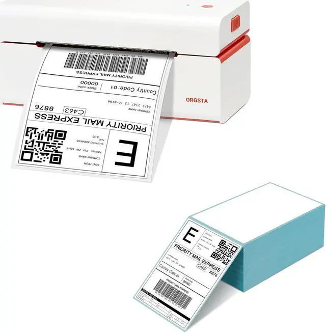 Main image of ORGSTA USB Thermal Shipping Label Printer with Pack of 500 4x6 Thermal Labels Fanfold - T001 High Speed Thermal Label Printer for Commercial Grade Shipping Packages-White