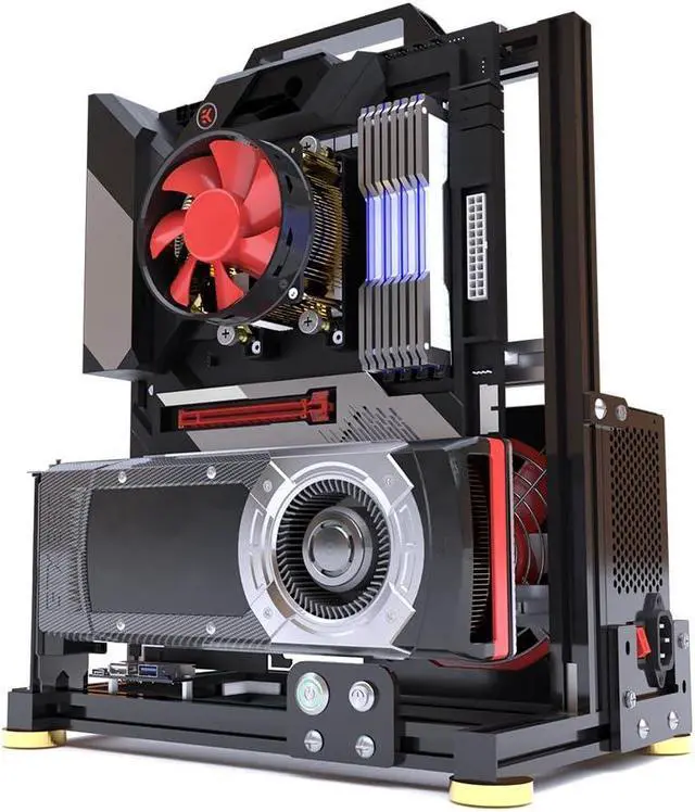 Alt view image 4 of 5 - Open Air Computer Case PC Test Bench EATX ATX ITX MATX Motherboard Chassis Aluminum Bracket DIY Builiding Bare Frame Support ATX Power Supply 120 240 360 Liquid Cooling