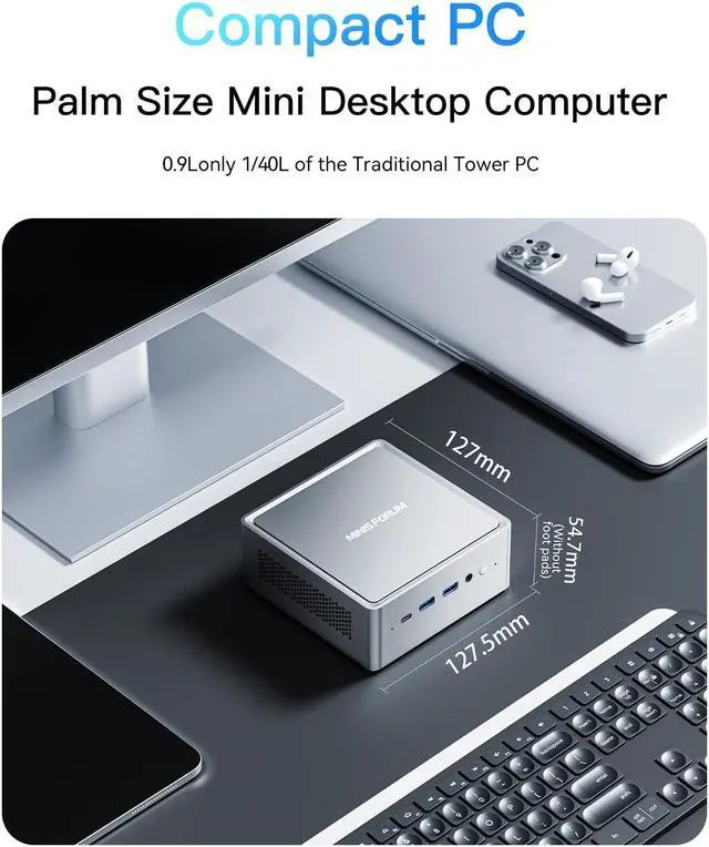 Alt view image 3 of 5 - MINISFORUM Venus Series NAB9 Mini PC 12TH Gen Core i9-12900HK(14C/20T,up to 5.0GHz) 32GB DDR4 512G PCIe4.0 SSD Micro PC, Dual 2.5G LAN Ports, 2xHDMI/2xUSB-C/4xUSB3.2 Mini Tower Computer