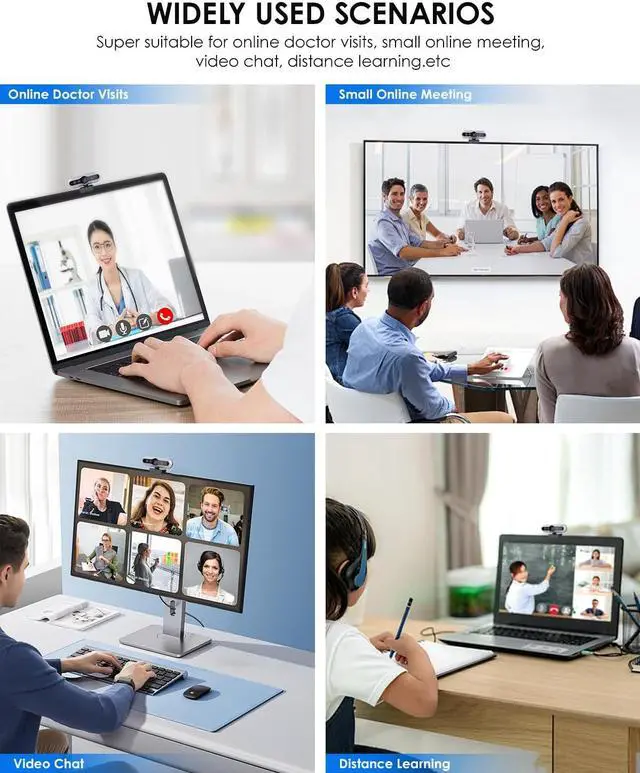 Alt view image 5 of 5 - MOERTEK Face Recognition Webcam, 2K HD Windows Hello Webcam with Noise-reducing Mic, Privacy Cover, 84degFOV, Plug and Play, Works for Skype, Zoom, FaceTime, Idea for Business Meeting, Online Calling