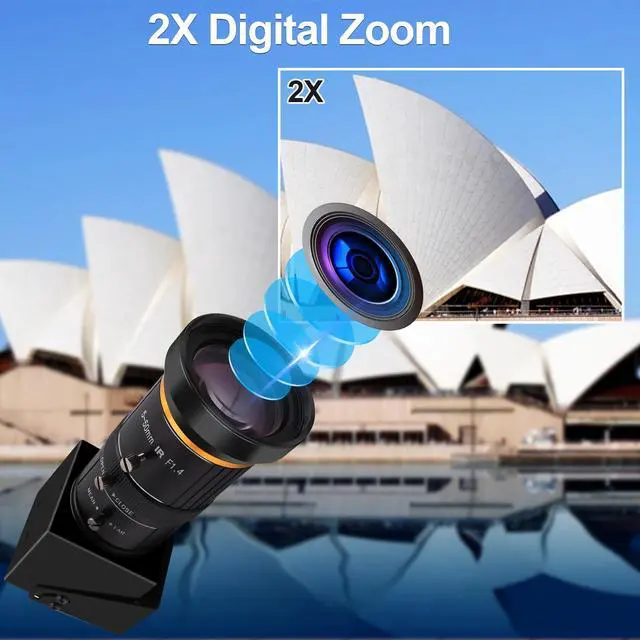 Alt view image 5 of 5 - MMlove 4K HDMI USB Camera 30FPS Webcam 10X Variable Focus 5-50mm Zoom Lens H.265 2X Digital Zoom PC Streaming Close up Zoom in and Out Web Camera for Conference Classes