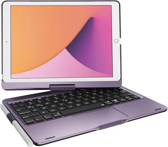 Main image of pekarejue Wireless Keyboard Case for 2021 Apple iPad 10.2 inch 9th 8th 7th, iPad Air 3rd and iPad Pro 10.5 2nd Generation: 360deg Rotatable Pencil Holder Multi-Touch Trackpad RGB Backlit Purple