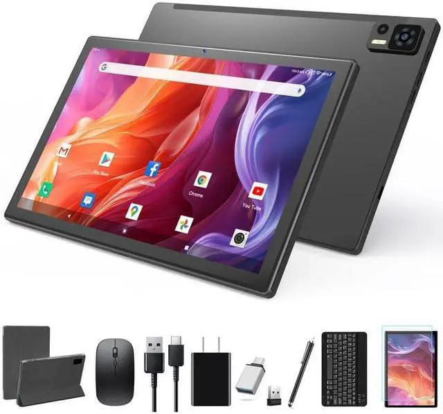 Main image of 10.1 Inch Android 14 Tablet 2025 Latest Octa-Core Tablets, 64GB ROM+8(4+4)GB RAM/128GB Expandable, 13MP+5MP Dual Camera, 5G WiFi, Bluetooth, FHD IPS Screen, 2 in 1 Tablet with Keyboard, Case, Stylus