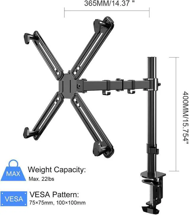 Alt view image 2 of 5 - Single Monitor Desk Mount, Single Monitor Mount of Non-VESA Mount Adapter, Single Monitor Arm, Monitor Arm Mount, Monitor Desk Mount, Grommet Monitor Mount, Heavy Duty Monitor Arm, Desk Monitor Mount