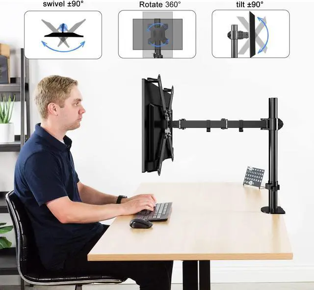 Alt view image 3 of 5 - Single Monitor Desk Mount, Single Monitor Mount of Non-VESA Mount Adapter, Single Monitor Arm, Monitor Arm Mount, Monitor Desk Mount, Grommet Monitor Mount, Heavy Duty Monitor Arm, Desk Monitor Mount