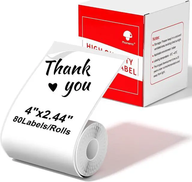Alt view image 3 of 5 - Phomemo M220 Label Maker Orange & 1 Roll White Thermal Label 2.44"x4"(62x100mm), Upgrade 3 Inch Barcode Portable Printer, for Office & Small Business, Compatible with Phones&PC