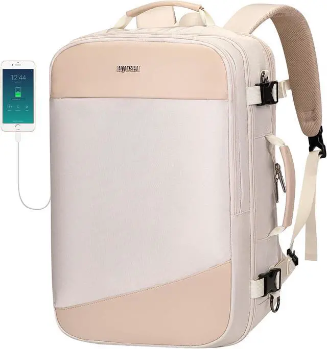 Main image of PIJUSHI Carry on Travel Backpack for Women Large Flight Approved Personal Item Bag with USB Port Fits 16 Inch Laptop(PE035 Beige)