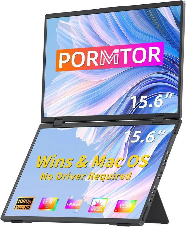 Main image of Laptop Screen Extender,15.6" Dual Monitors (Wins/Mac) Folding Stacked Portable Dual Monitor, USB C Travel Extended Computer Display with Triple Portable Monitor for Laptop PC Windows Mac