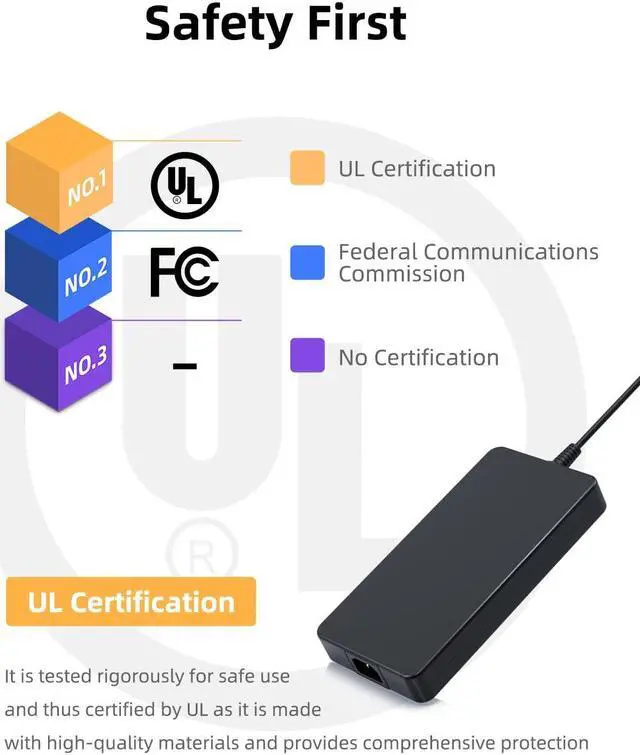 Alt view image 2 of 5 - (UL Certified Safety) 240W Charger Fit for Dell Alienware Laptop M17 M15 R3 R4 R2 R5 R6 R7 G15 G16 G5 G7 G3 15 17 R2 R3 M16 M17X M14X X17 X16 X15 Area 51M R2 Gaming Laptop Charger Cord Power Supply
