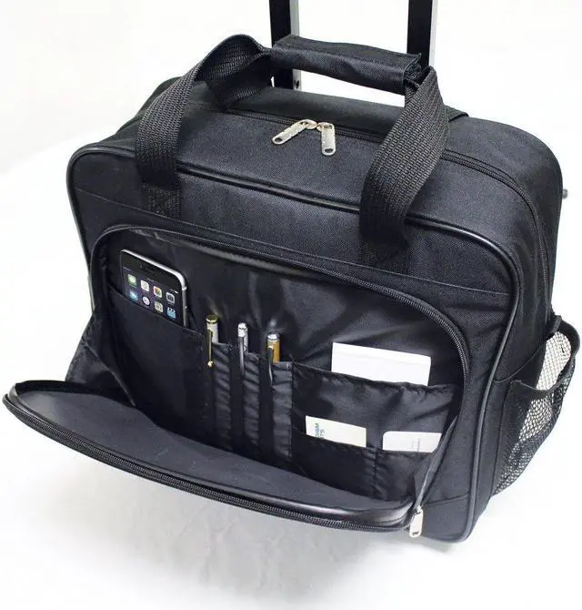 Alt view image 3 of 4 - Preferred Nation Rolling Laptop Computer Case Wheeled Trolley Bag Fits 15.4" Laptop | TSA Approved Carry On, Locking Handles Skate Wheels. Black