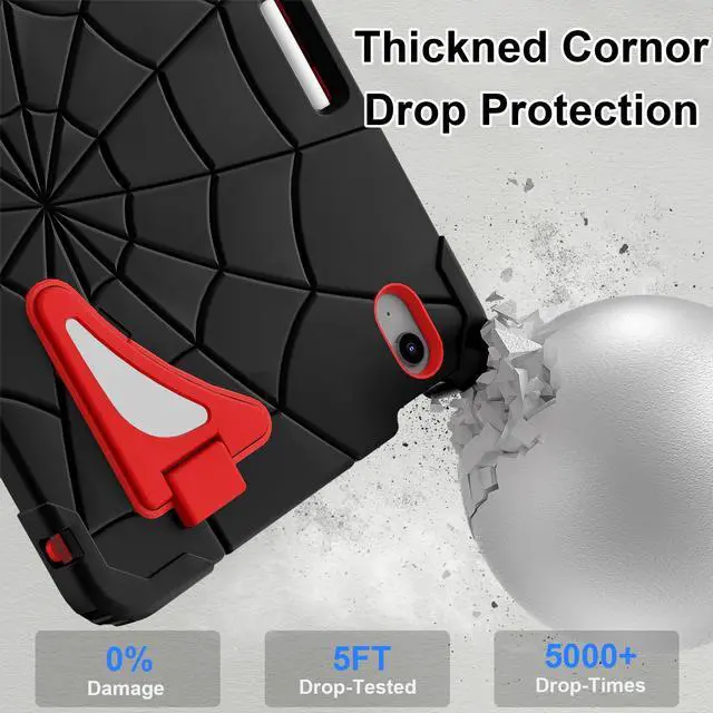 Alt view image 3 of 5 - Case for iPad Air 11 Inch Case M2 / M3 (2024/2025) iPad Air 5th/4th Generaton 10.9 Inch (2022/2020) 6th Generation 2024 Cover for Kids with Pen Holder Screen Protector Thickned Cornor, Black Red