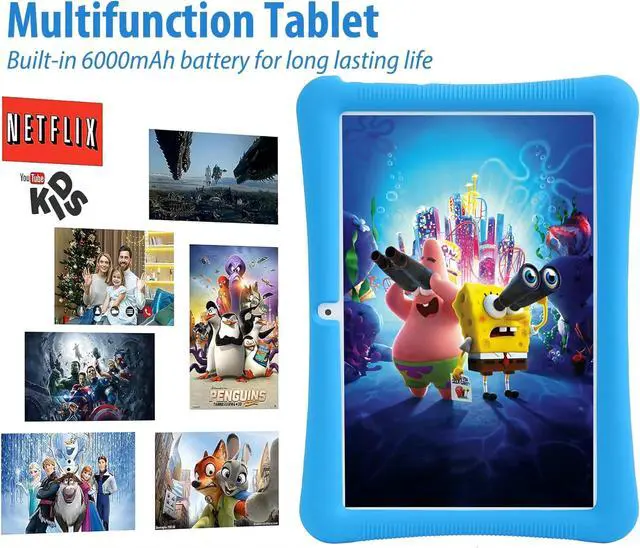 Alt view image 2 of 5 - niuniutab Kids Tablet, 10 inch Android 13 Tablet for Kids with Educational Games, (6+10) GB RAM 128GB ROM, Parental Control, HD IPS, GMS Certified, WiFi, EVA Shockproof Case(Blue)