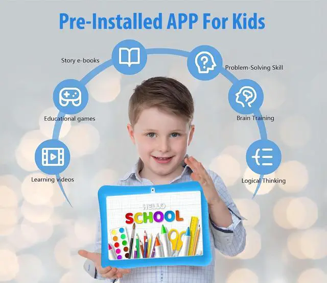 Alt view image 4 of 5 - niuniutab Kids Tablet, 10 inch Android 13 Tablet for Kids with Educational Games, (6+10) GB RAM 128GB ROM, Parental Control, HD IPS, GMS Certified, WiFi, EVA Shockproof Case(Blue)