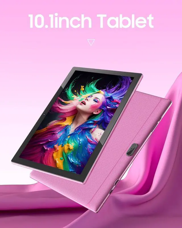 Alt view image 2 of 5 - Tablet 64GB 10 Inch Tablet, Android Tablets, 6000mAh Battery Quad Core HD Touch Screen Tableta Computer 2MP+8MP Dual Cameras WiFi BT Google Play Tabletas. (Pink)