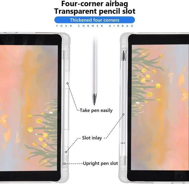 Alt view image 2 of 5 - JOYLAND Unique Stars Pad Case for 11 Inch iPad Pro 2022/2021/2020/2018 with Pencil Holder, Soft Leather Clear TPU Back Trifold Magnetic Stand Pad Case, Auto Wake/Sleep Stylish Girly Case