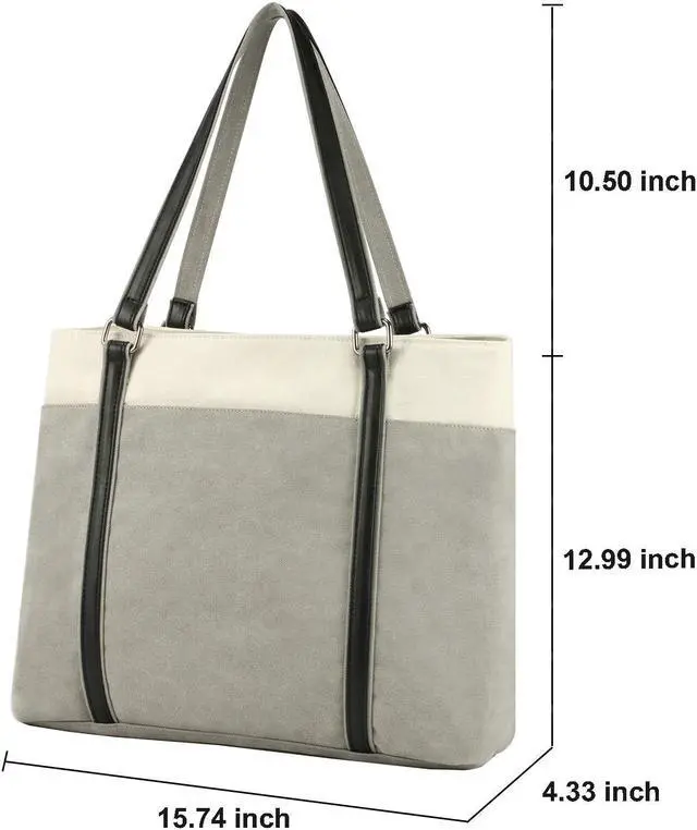 Alt view image 3 of 5 - Women's Work Bag with Laptop Compartment Zipper Pockets Teacher Totes Purse