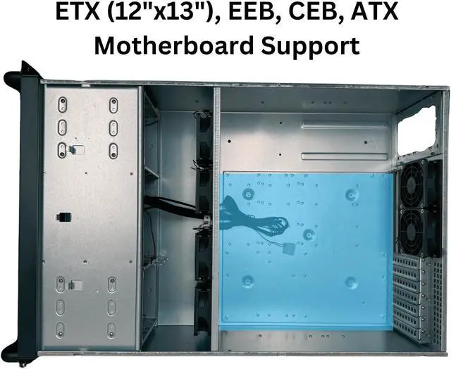 Alt view image 2 of 5 - RackOwl 4U Server Chassis, Rackmount Server Case; 13x HDD Bays (10x3.5 & 3x5.25); E-ATX/CEB/EEB/ATX Motherboards; Fan: Front 2X 120mm, Mid 4X 80mm, Rear 2X 80mm; Front Lock, Size:16.8X 7.0X 25.0