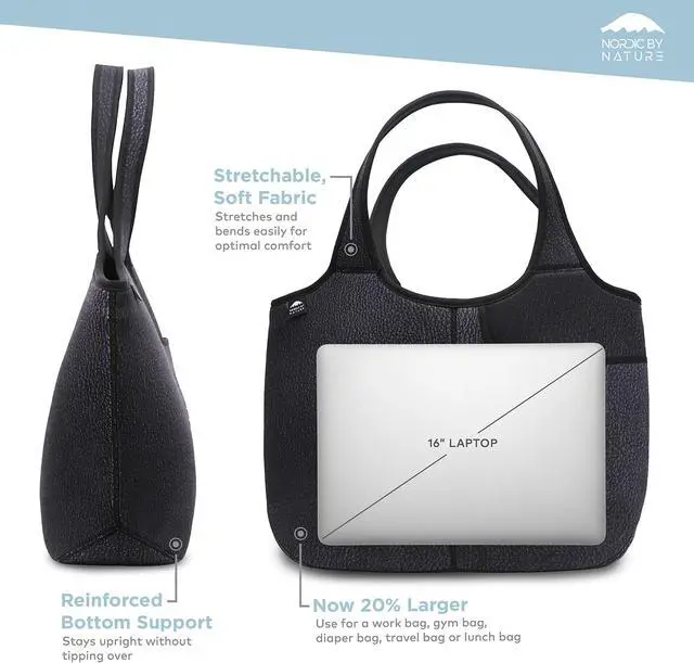 Alt view image 2 of 5 - Women's Soft Tote Shoulder Bag Neoprene Handbag Laptop Computer Travel Bag Purse (Faux Leather Print)