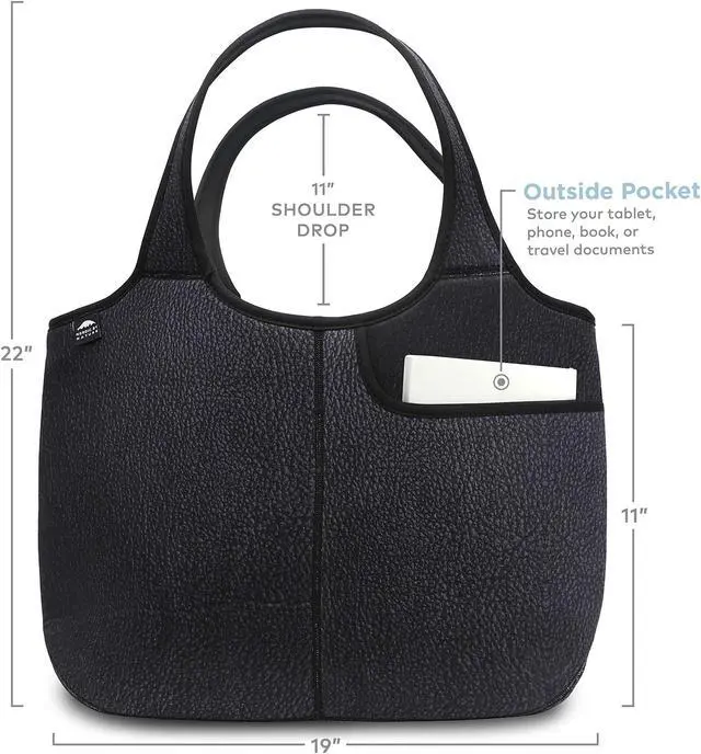 Alt view image 3 of 5 - Women's Soft Tote Shoulder Bag Neoprene Handbag Laptop Computer Travel Bag Purse (Faux Leather Print)