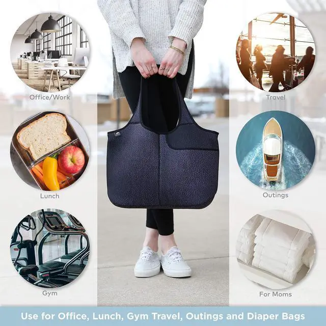 Alt view image 4 of 5 - Women's Soft Tote Shoulder Bag Neoprene Handbag Laptop Computer Travel Bag Purse (Faux Leather Print)