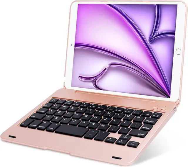Main image of ONHI Ultra-Slim Wireless Keyboard Case for iPad Mini 1 / Mini 2 / Mini 3, Durable Plastic Alloy Shell, Smart Folio Case with Auto Sleep/Wake Function, Silent Typing Experience (Mini 1&2&3 Rose Gold)