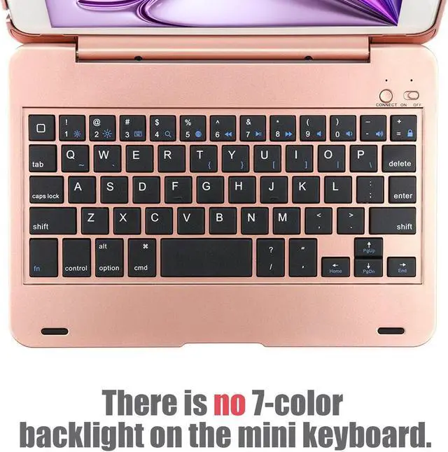 Alt view image 5 of 5 - ONHI Ultra-Slim Wireless Keyboard Case for iPad Mini 1 / Mini 2 / Mini 3, Durable Plastic Alloy Shell, Smart Folio Case with Auto Sleep/Wake Function, Silent Typing Experience (Mini 1&2&3 Rose Gold)