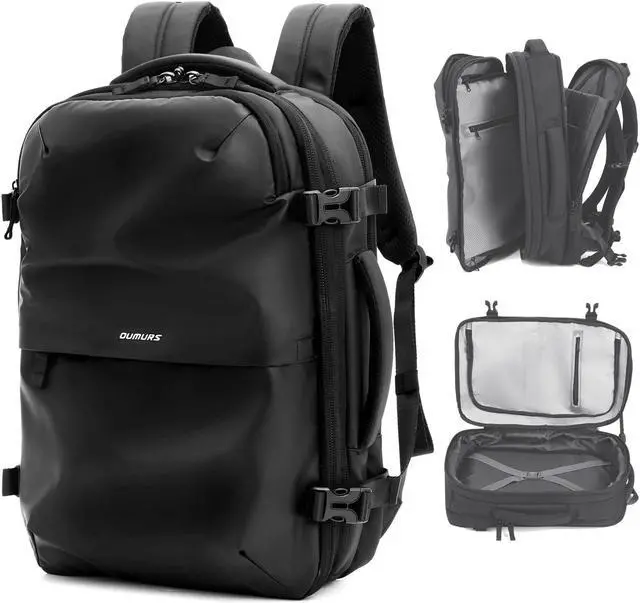 Main image of Oumurs Laptop Backpack for Long Travel with 30-40L Expandable Large Capacity Water-resistant Black 1800D Oxford Fabric Lamination Fabric