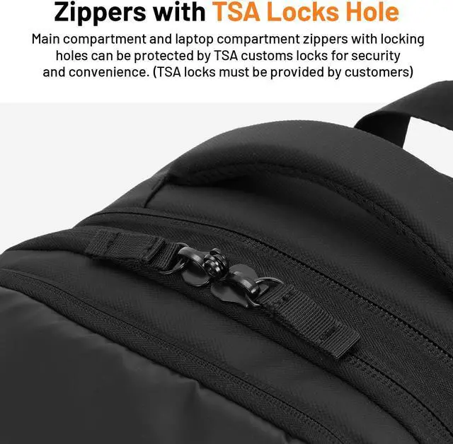 Alt view image 4 of 5 - Oumurs Laptop Backpack for Long Travel with 30-40L Expandable Large Capacity Water-resistant Black 1800D Oxford Fabric Lamination Fabric