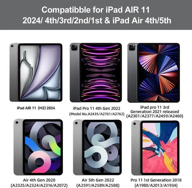 Alt view image 5 of 5 - Magic Keyboard Case for iPad Air 11 inch M2 2024 & iPad Pro 11 Inch (4th/3rd/2nd/1st Gen), iPad Air 5th/4th Generation Case with Keyboard, Floating Cantilever Stand, Multi-Touch Trackpad, Backlit Keys