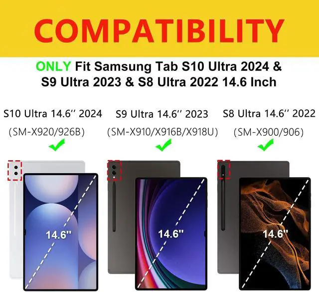 Alt view image 2 of 5 - OYOSUOGG Touchpad Galaxy Tab S10/S9/S8 Ultra Keyboard Case, Case with 7 Color Backlit Keyboard, Smart Protective Cover S Pen Holder Auto Sleep/Wake, Navy