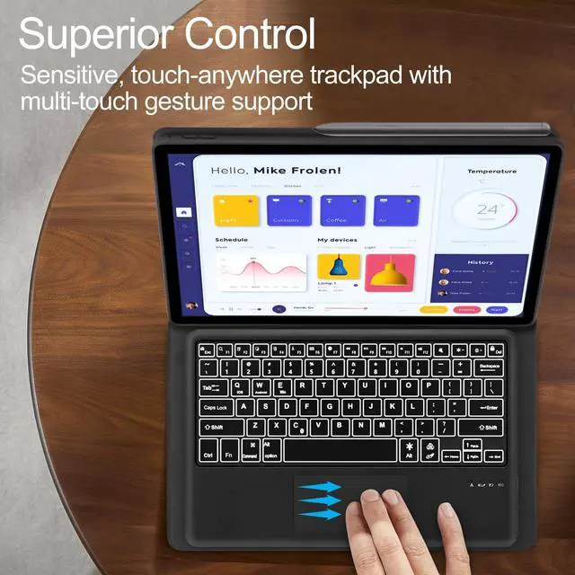 Alt view image 3 of 5 - OYOSUOGG Touchpad Galaxy Tab S10/S9/S8 Ultra Keyboard Case, Case with 7 Color Backlit Keyboard, Smart Protective Cover S Pen Holder Auto Sleep/Wake, Navy