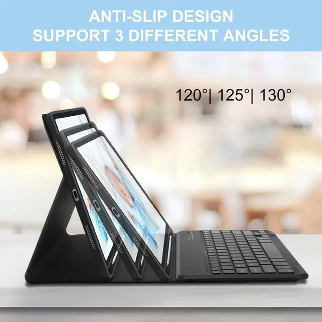 Alt view image 5 of 5 - Keyboard Case for iPad Pro 12.9 inch 6th/5th/4th/3rd Gen & iPad Air 13 inch (M2) 2024, 7 Color Backlit & Magnetic Detachable Wireless Keyboard, Smart Flip Cover with Pencil Holder, Auto Sleep/Wake