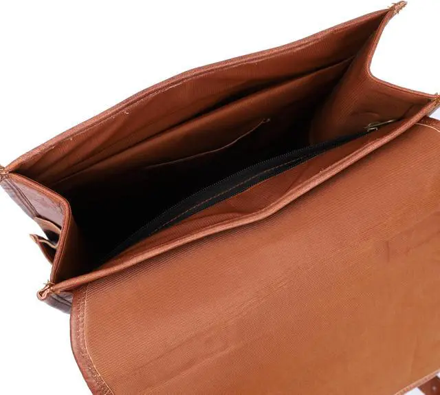 Alt view image 4 of 5 - Jainque Handmade 16 Inch Brown Leather Backpack - Vintage Genuine Leather Backpack for Men and Women with Padded Laptop Compartment