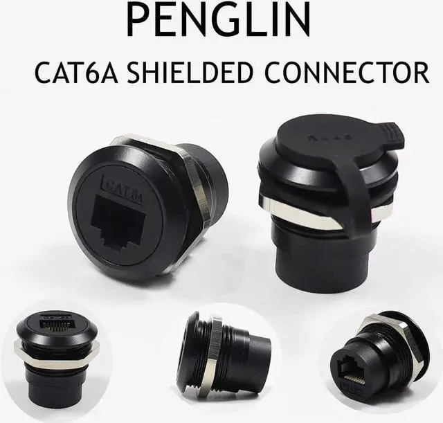 Alt view image 2 of 5 - PENGLIN 5PCS Waterproof RJ45 Panel Mount Connector,RJ45 CAT6A/6/5E Shielded Ethernet LAN Pass Through Connector Female to Female