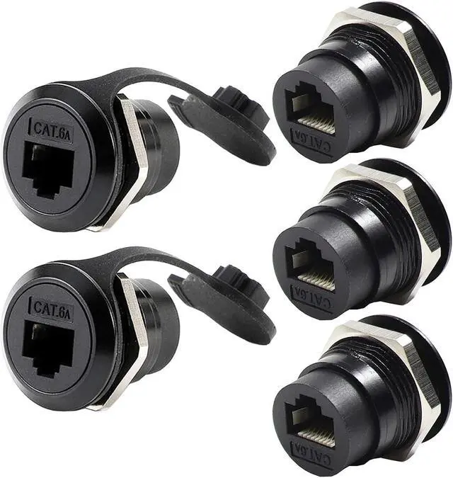 Main image of PENGLIN 5PCS Waterproof RJ45 Panel Mount Connector,RJ45 CAT6A/6/5E Shielded Ethernet LAN Pass Through Connector Female to Female