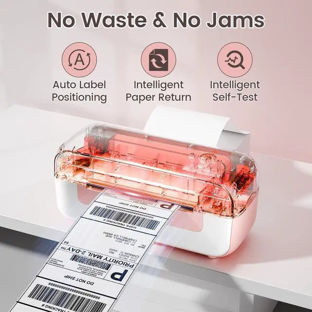 Alt view image 5 of 5 - Phomemo Bluetooth Thermal Shipping Label Printer, 2025 Upgrade 4x6 Desktop Thermal Label Printer for Shipping Packages/Small Business/Office/Home, for , Ebay, Shopify, Etsy, UPS, FedEx - Pink